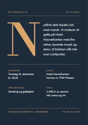 Nytårsgalla med guldinitial