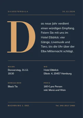 Neujahrsgala mit goldenem Initial
