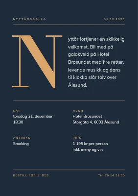 Nyttårsgalla med gullinitial