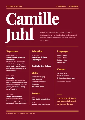 Sommelier CV — wine magazine