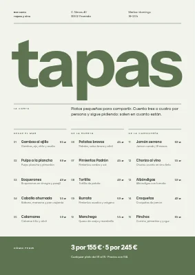 Página 1 de Bar de tapas — carta de tapas y vinos