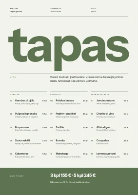 Tapasbaari — tapas- ja viinilista