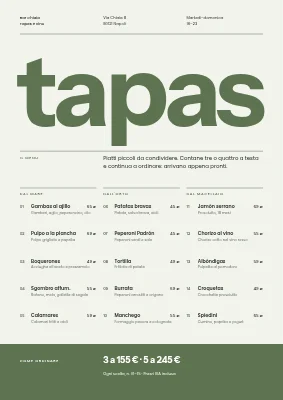 Tapas bar — menu di tapas e vino