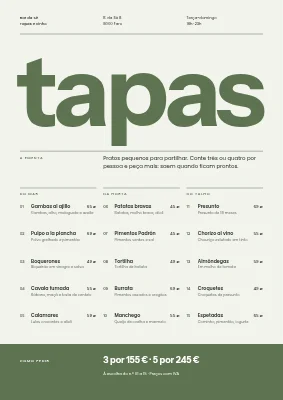Página 1 de Bar de tapas — menu de tapas e vinhos