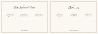 Seiten 10–11 von Wedding programme with songs and seating plan – 24 pages
