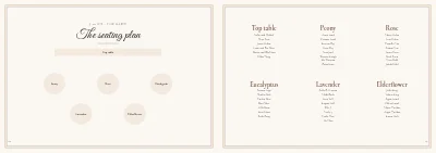 Seiten 12–13 von Wedding programme with songs and seating plan – 24 pages