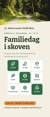 Roll-up til familiedag i naturen — skovbingo