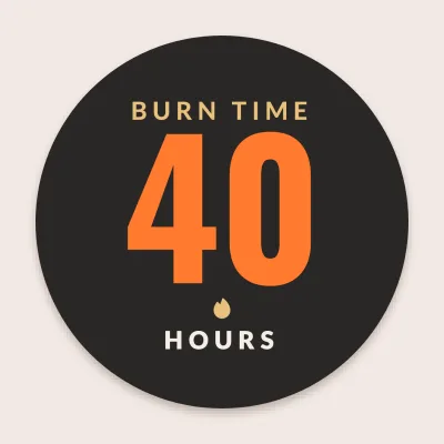 Burn time 40 hours