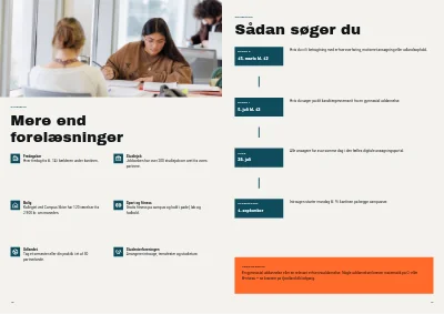 Side 18–19 af Uddannelsesbrochure for erhvervsakademi – 20 sider
