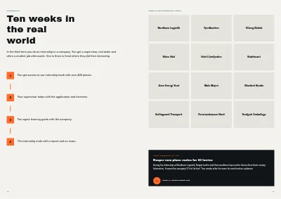 Pages 16–17 of Programme brochure for a business academy – 20 pages
