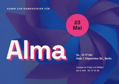 Namensfeier — Windrad in Riso-Blau