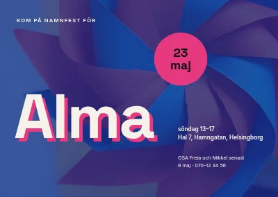Namngivningsfest — risoblått vindsnurr