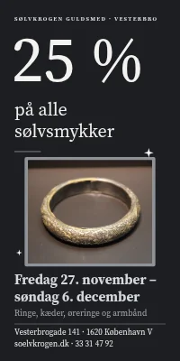 Dørplakat til guldsmed — 25 % på sølvsmykker