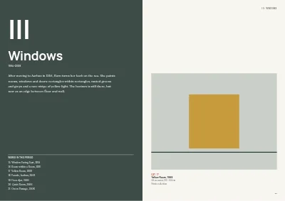 Pages 32–33 of Exhibition catalogue for an art museum – 64 pages