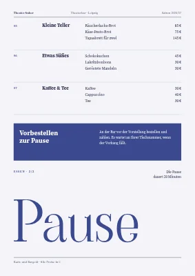Seite 2 von Theaterbar – Getränke und Pausenkarte