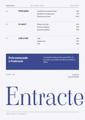 Page 2 de Bar du théâtre — boissons et carte de l’entracte