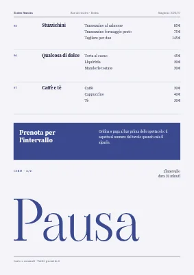 Pagina 2 di Bar del teatro — drink e menù dell'intervallo