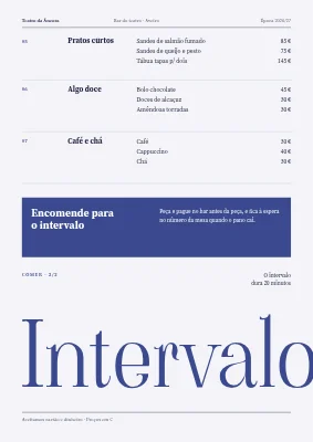 Página 2 de Bar do teatro — bebidas e menu do intervalo