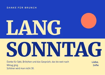 Geburtstagsbrunch — „Langer Sonntag“-Dankeskarte