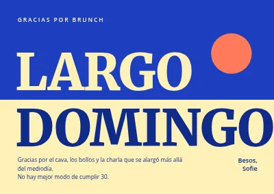 Brunch de cumpleaños — tarjeta de agradecimiento "Domingo largo"