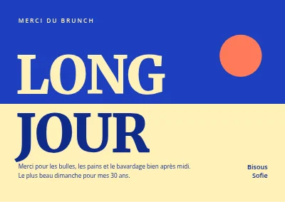 Brunch d'anniversaire — carte de remerciement « Long Sunday »