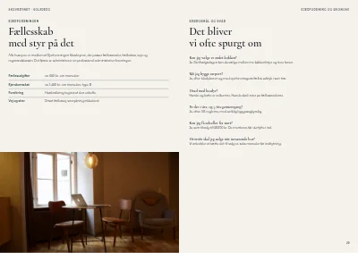 Side 28–29 af Salgsbrochure for nybyggeri af rækkehuse – 32 sider