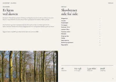 Side 2–3 af Salgsbrochure for nybyggeri af rækkehuse – 32 sider