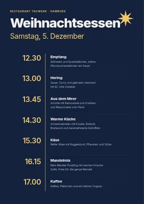 Weihnachtsessen — Ablauf und Menü