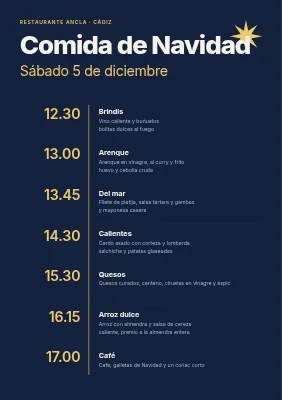 Página 1 de Comida de Navidad — orden de actos y menú