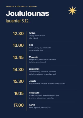 Sivu 1 – Joululounas — ohjelmarunko ja menu