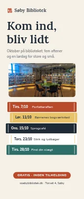 Roll-up til bibliotek — månedens arrangementer