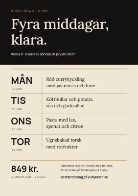 Måltidslåda — veckans middagar