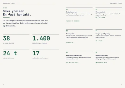 Side 4–5 af Ydelsesbrochure for revisionsfirma – 12 sider