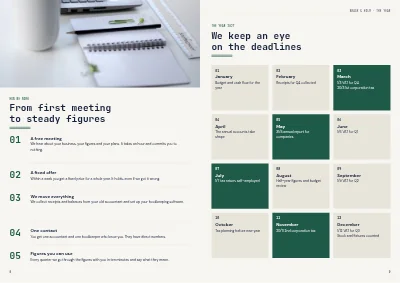 Seiten 8–9 von Services brochure for an accountancy firm – 12 pages