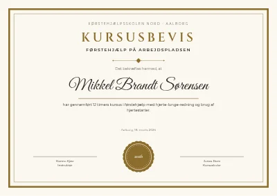Kursusbevis — førstehjælp