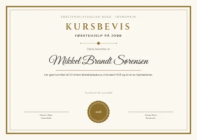 Kursbevis — førstehjelp