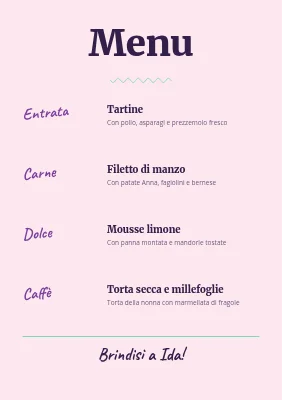 Pagina 2 di Menu della cresima — polaroid pastello