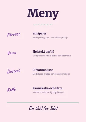 Sida 2 av Konfirmationsmeny — pastellfärgade polaroidbilder