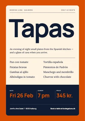 Tapas night — ticket poster
