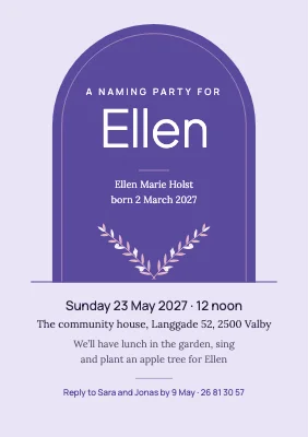 Naming party — welcome, Ellen