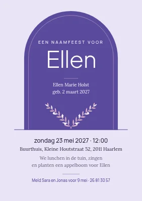 Naamgevingsfeest — welkom, Ellen
