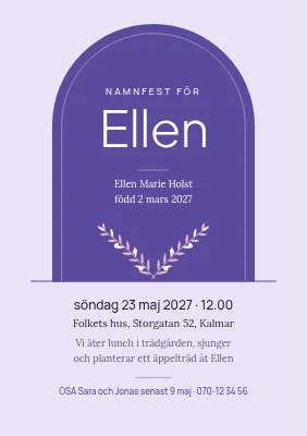 Namngivningsfest — välkommen, Ellen