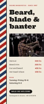 Barbershop roll-up — beard, cuts and banter