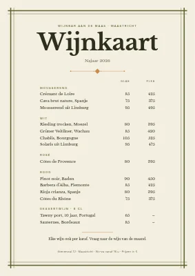 Wijnkaart — klassieke wijnbar