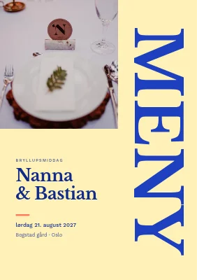 Bryllupsmeny — vertikal MENU på herregården
