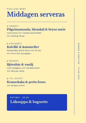 Sida 2 av Bröllopsmeny — stående MENU på herrgården