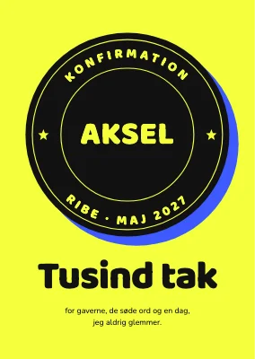 Takkekort — sort segl på elektrisk gul