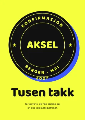 Takkekort — svart segl på elektrisk gult