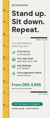 Office furniture roll-up — stand up, sit down