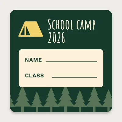 School camp with a tent and a forest